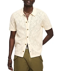 Lucky Brand Intarsia Lace Short Sleeve Sweater