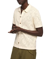 Lucky Brand Intarsia Lace Short Sleeve Sweater