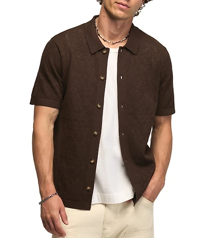 Lucky Brand Intarsia Lace Short Sleeve Sweater