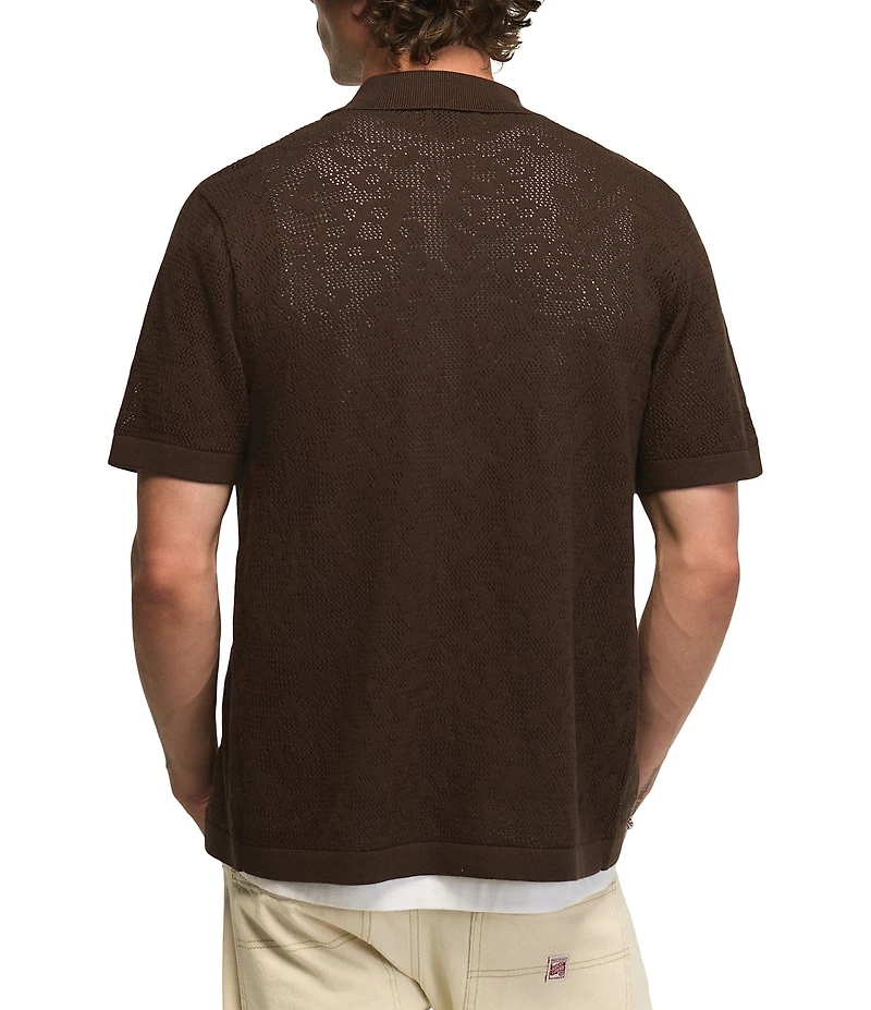 Lucky Brand Intarsia Lace Short Sleeve Sweater