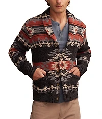 Lucky Brand Intarsia Shawl Collar Long Sleeve Cardigan