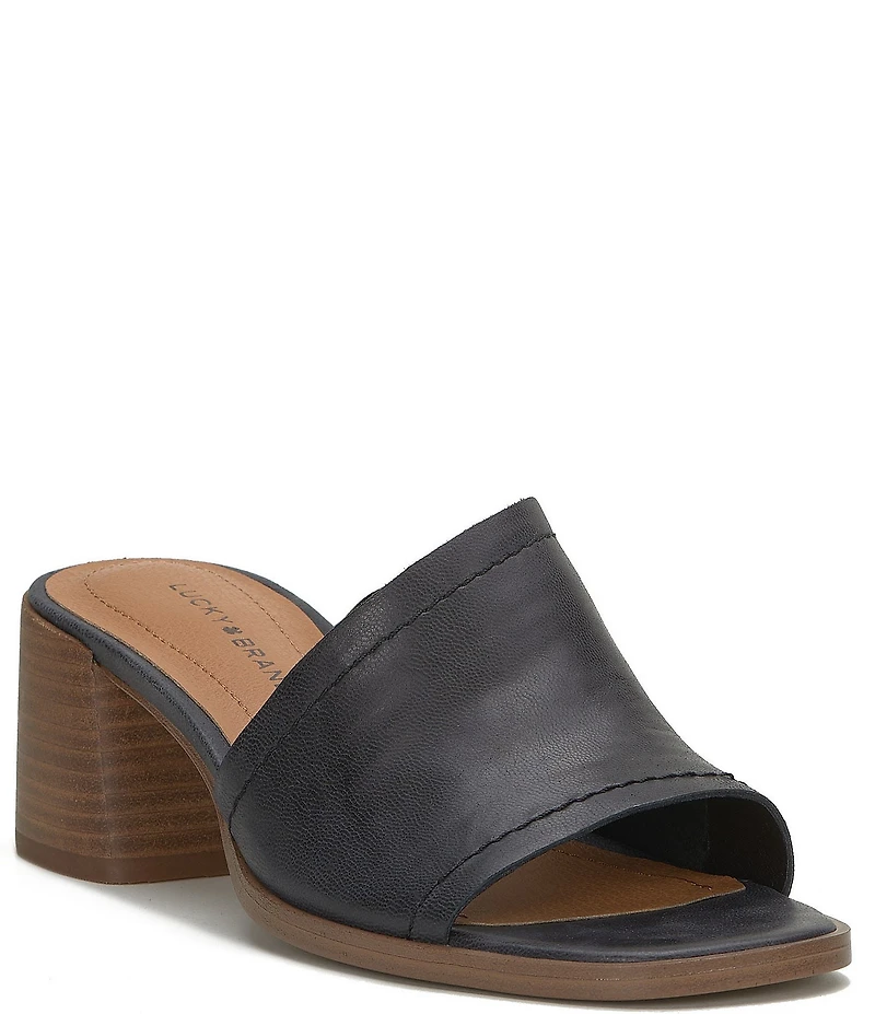 Lucky Brand Jamira Asymmetrical Leather Slide Sandals