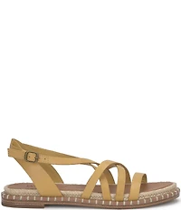 Lucky Brand Kielly Leather Cross Strap Flat Sandals