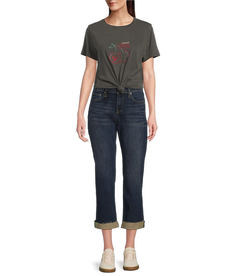 Lucky Brand Knit Cherry Coke Graphic Crew Neck Short Sleeve Tee