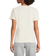 Lucky Brand Knit Cowgirl Card Print Crew Neck Short Sleeve Tee