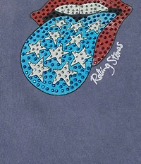 Lucky Brand Knit Crew Neck Short Sleeve Rolling Stones Americana Graphic Design Tee Shirt