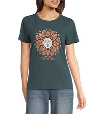 Lucky Brand Knit Crew Neck Long Sleeve Embroidered Sun Shirt