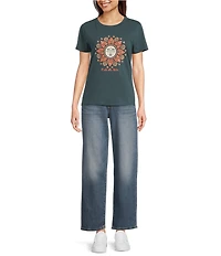 Lucky Brand Knit Crew Neck Long Sleeve Embroidered Sun Shirt