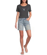 Lucky Brand Knit Fresh As A Daisy Graphic Crew Neck Short Sleeve Tee