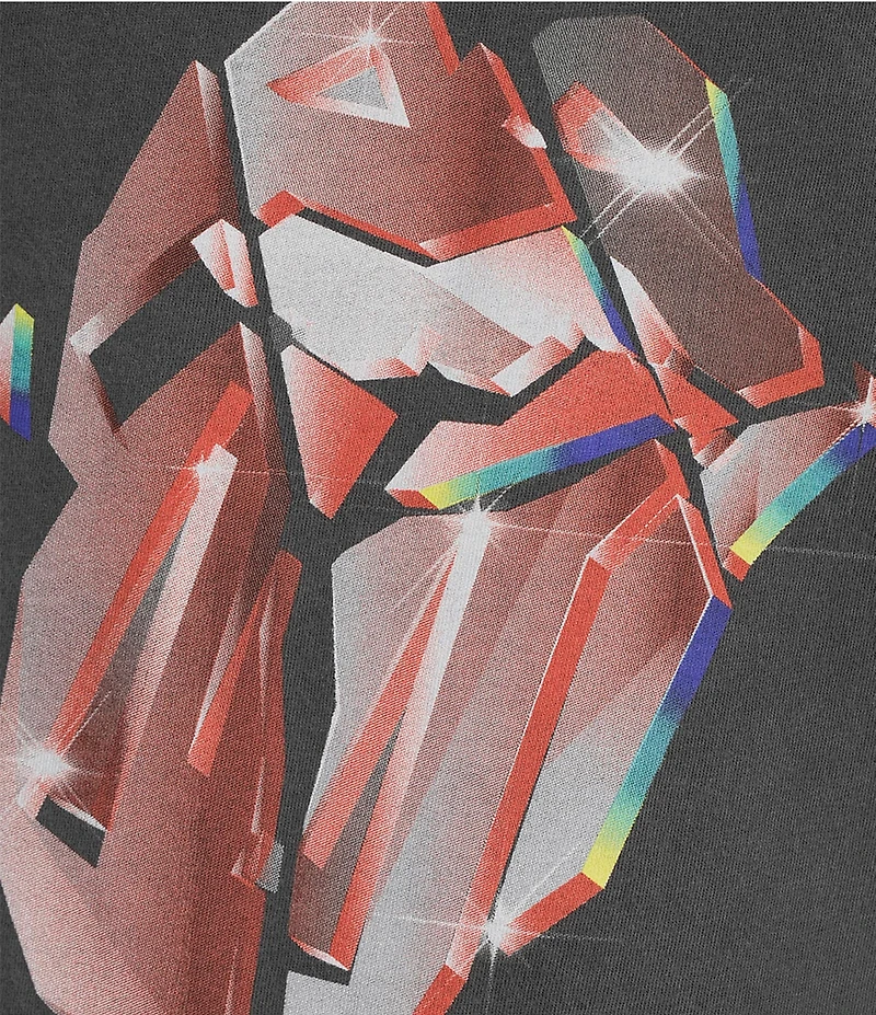 Lucky Brand Knit Front Rolling Stones Crew Neck Short Sleeve Tee