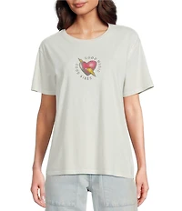 Lucky Brand Knit Good Vibes Print Crew Neck Short Sleeve Boyfriend Tee