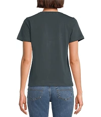 Lucky Brand Knit Graphic Print Crew Neck Short Sleeve Tee Shirt