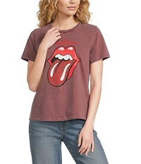Lucky Brand Knit Rolling Stone Lace Crew Neck Short Sleeve Tee