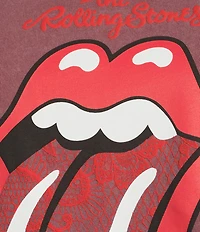 Lucky Brand Knit Rolling Stone Lace Crew Neck Short Sleeve Tee