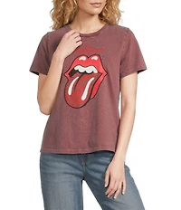 Lucky Brand Knit Rolling Stone Lace Crew Neck Short Sleeve Tee
