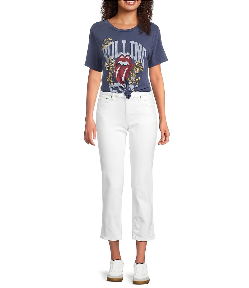 Lucky Brand Knit Rolling Stones Crew Neck Short Sleeve Boyfriend Tee