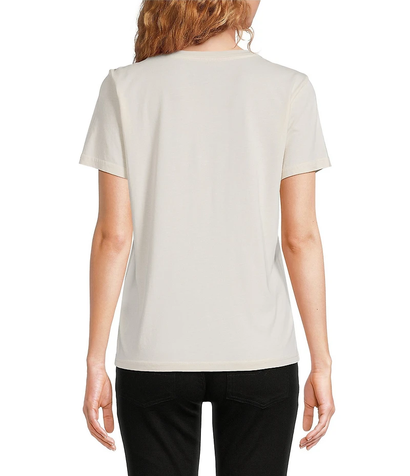 Lucky Brand Knit Rolling Stones Crew Neck Short Sleeve Tee Shirt
