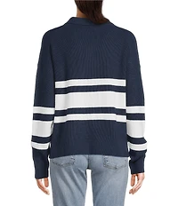 Lucky Brand Knit Rugby V-Neck Long Sleeve Polo Sweater