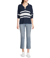 Lucky Brand Knit Rugby V-Neck Long Sleeve Polo Sweater