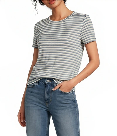 Lucky Brand Knit Striped Crew Neck Short Sleeve Tee