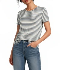 Lucky Brand Knit Striped Crew Neck Short Sleeve Tee