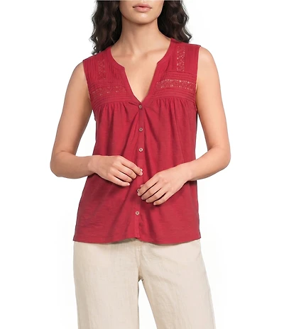 Lucky Brand Knit V-Neck Cap Sleeve Swing Tank Top