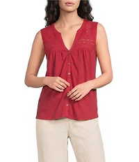Lucky Brand Knit V-Neck Cap Sleeve Swing Tank Top
