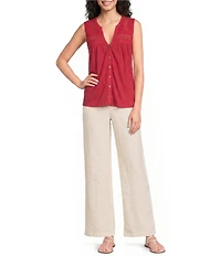 Lucky Brand Knit V-Neck Cap Sleeve Swing Tank Top