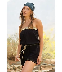 Lucky Brand Laguna Crochet Strapless Romper Swim Cover-Up