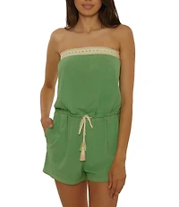 Lucky Brand Laguna Crochet Strapless Romper Swim Cover-Up