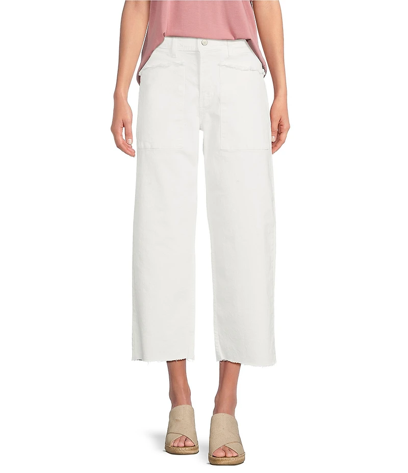 Lucky Brand Legend Stretch Denim High Rise Frayed Detail Wide Leg Jeans