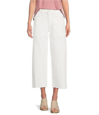 Lucky Brand Legend Stretch Denim High Rise Frayed Detail Wide Leg Jeans