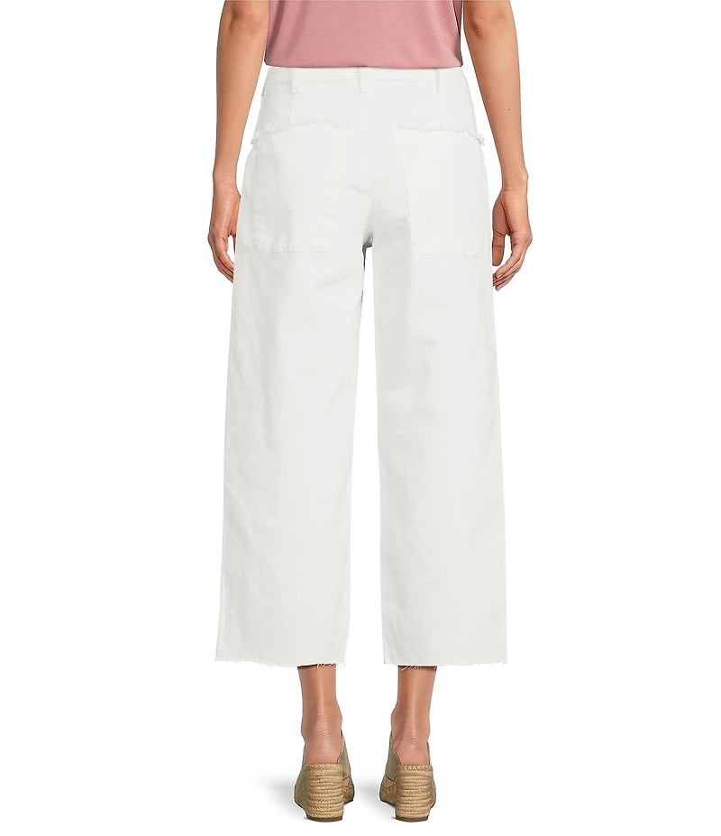 Lucky Brand Legend Stretch Denim High Rise Frayed Detail Wide Leg Jeans