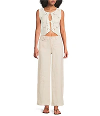 Lucky Brand Linen High Rise Wide Leg Jeans