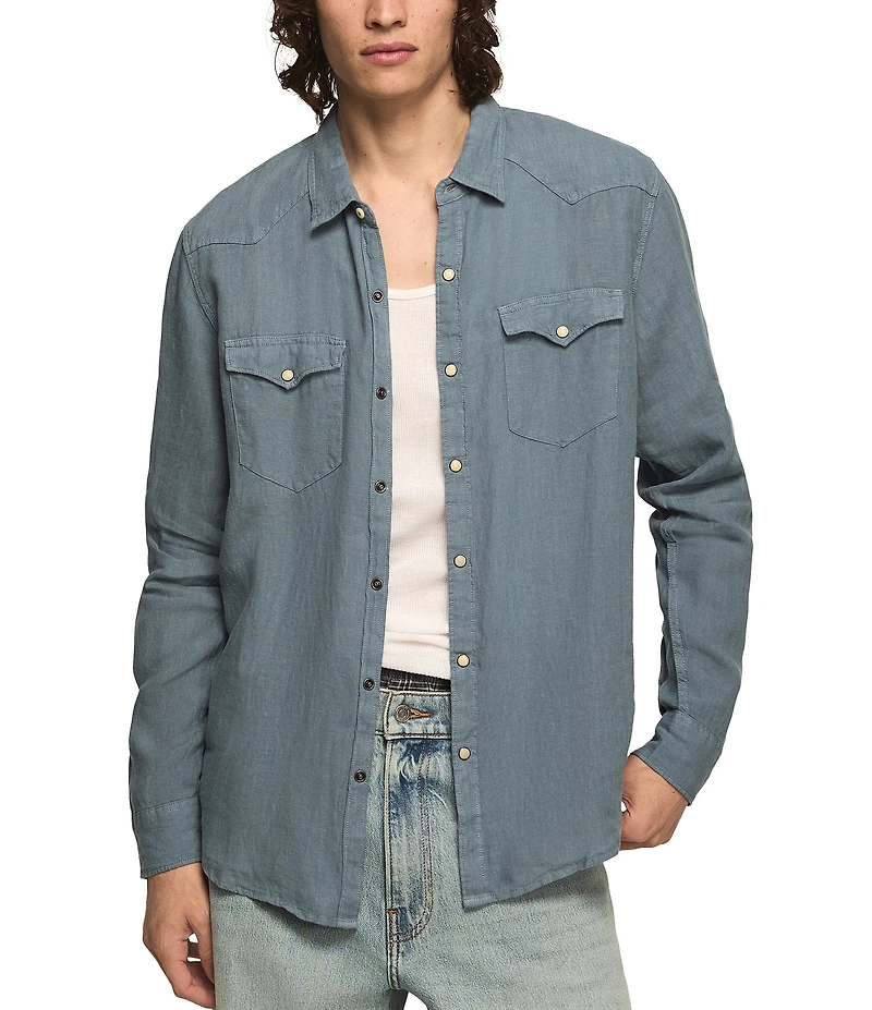 Lucky Brand Linen Long Sleeve Western Shirt