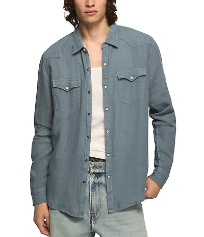 Lucky Brand Linen Long Sleeve Western Shirt