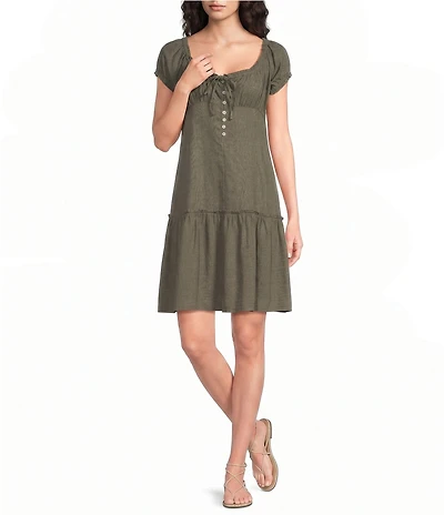 Lucky Brand Market Round Neck Short Sleeve Dress