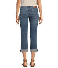 Lucky Brand Stretch Denim Mid Rise Rolled Hem Cropped Relaxed Fit Jeans
