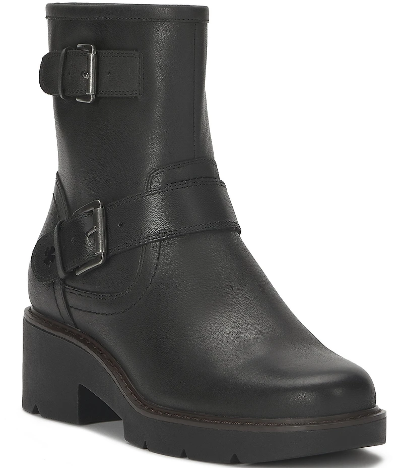 Lucky Brand Migyn Leather Double Buckle Moto Booties