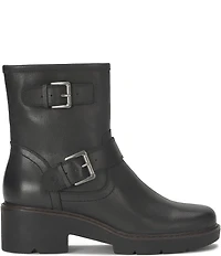 Lucky Brand Migyn Leather Double Buckle Moto Booties