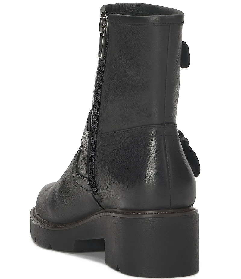 Lucky Brand Migyn Leather Double Buckle Moto Booties