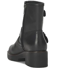 Lucky Brand Migyn Leather Double Buckle Moto Booties