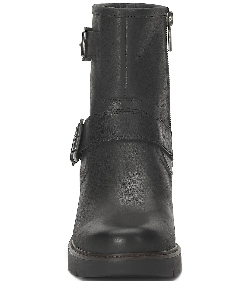 Lucky Brand Migyn Leather Double Buckle Moto Booties
