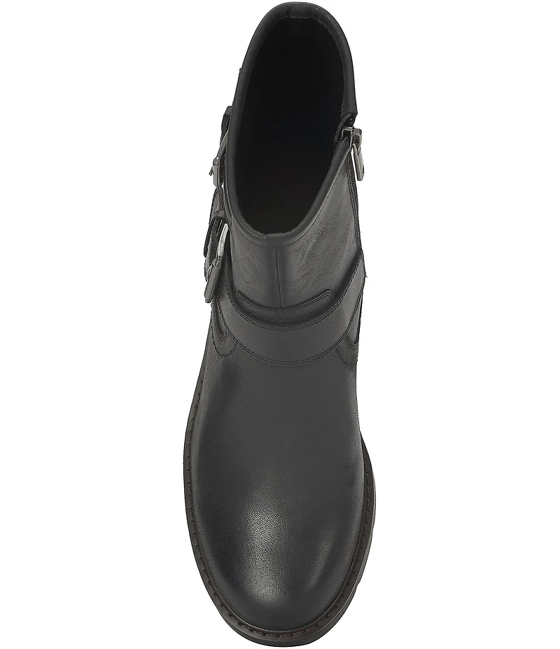 Lucky Brand Migyn Leather Double Buckle Moto Booties