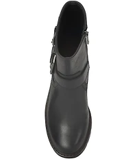 Lucky Brand Migyn Leather Double Buckle Moto Booties