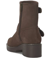 Lucky Brand Migyn Suede Double Buckle Moto Booties