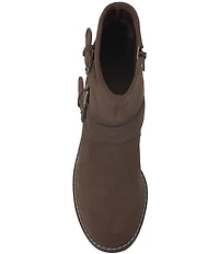 Lucky Brand Migyn Suede Double Buckle Moto Booties