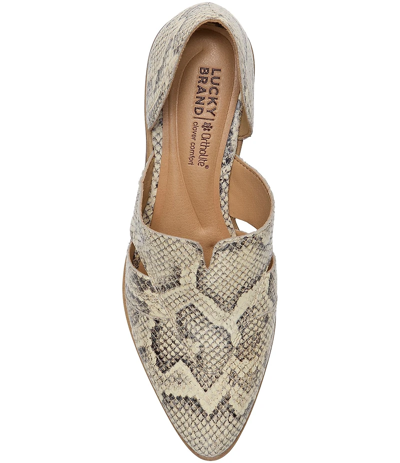 Lucky Brand Minnsy Snake Print Leather Cut-Out Shooties