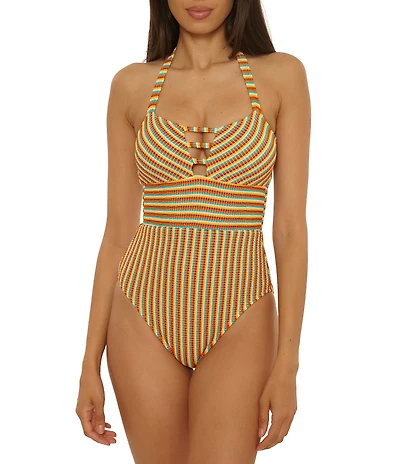 Lucky Brand Ocean Wave Multi Color One Piece Swimsuit