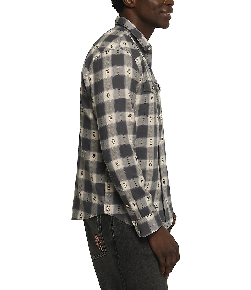 Lucky Brand Plaid Dobby Western Shirt